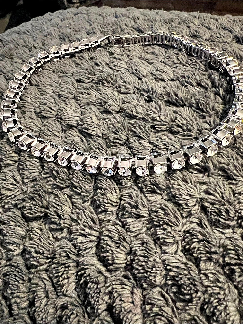Silver-Tone Rhinestone Anklet